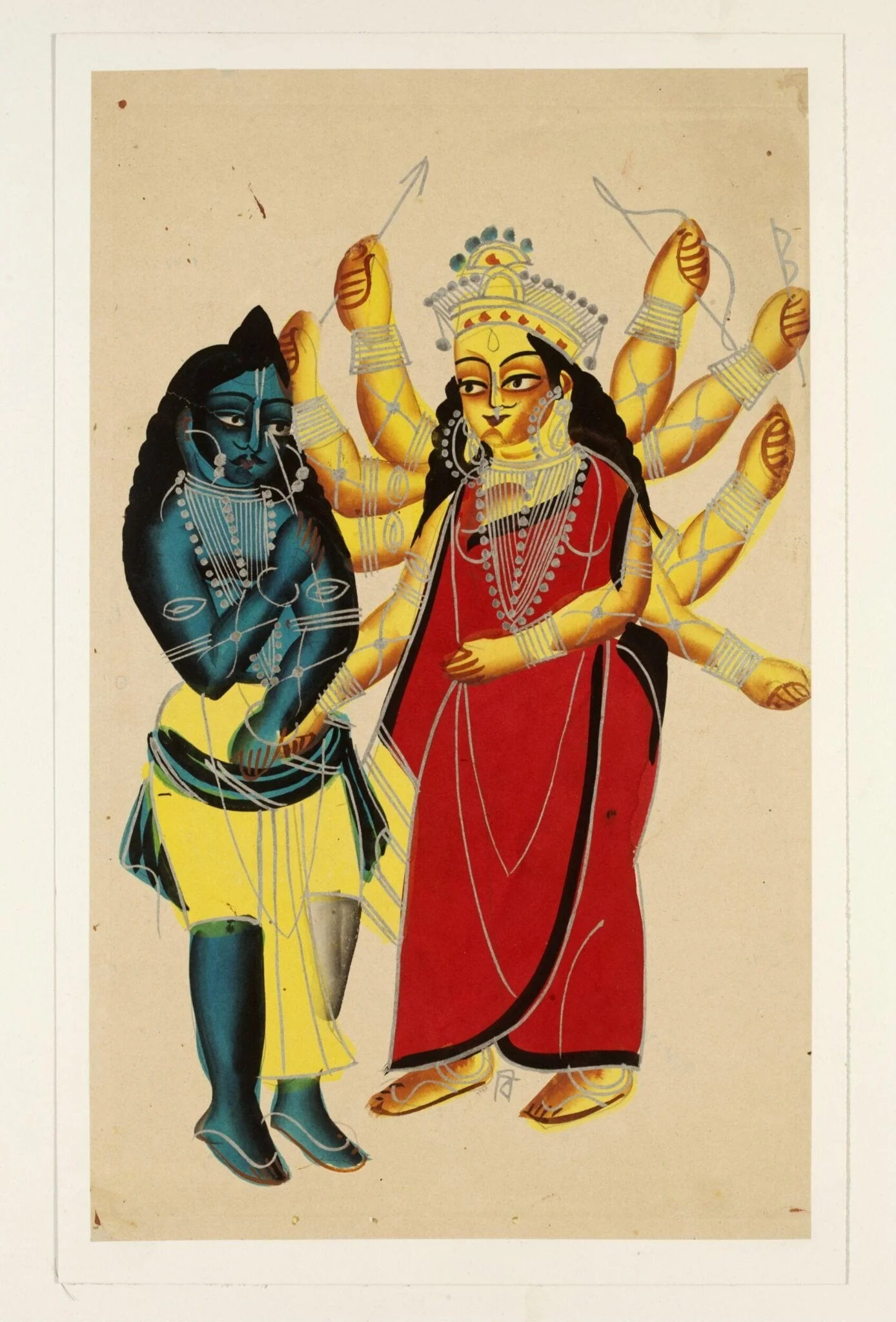 Rama and Durga, by Unknown, paint, 1885