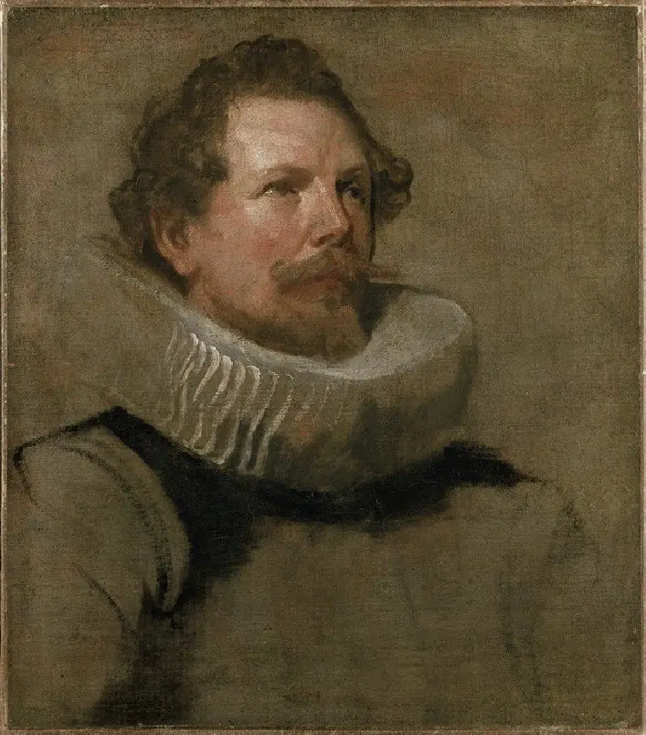 Head of a bearded Man wearing a Wheel Ruff