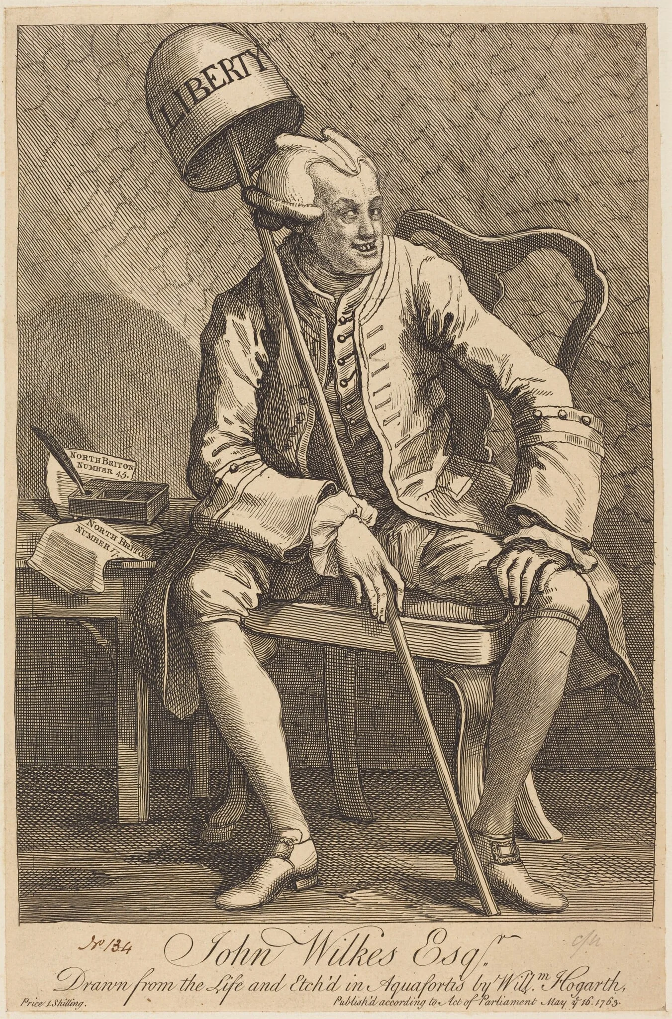 John Wilkes Esq., by William Hogarth, ink, 1763