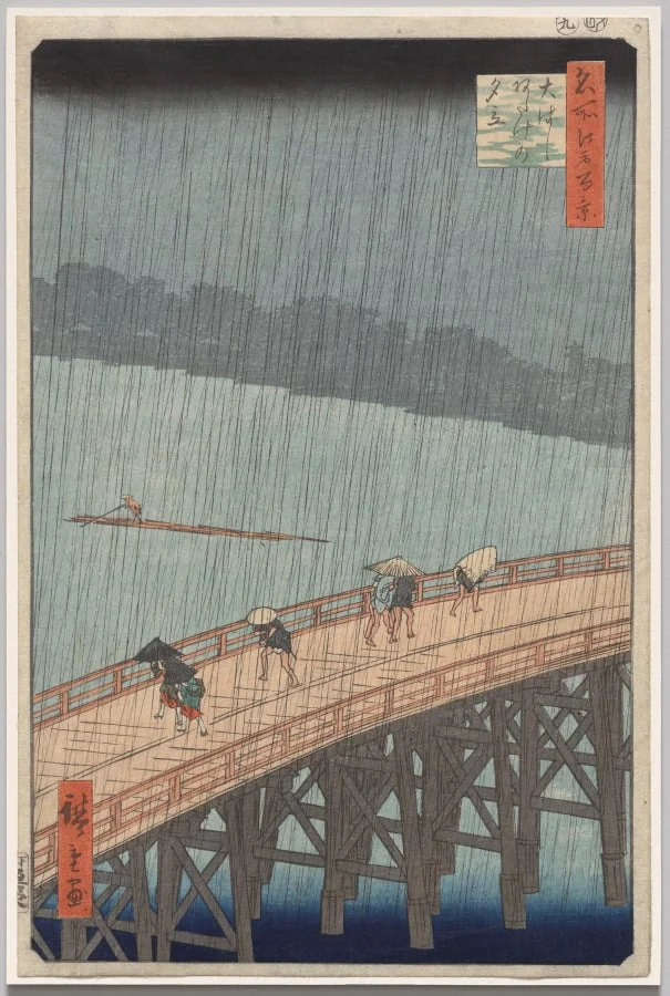 Sudden Shower over Shin-Ōhashi Bridge and Atake, from One Hundred Famous Views of Edo, by Utagawa Hiroshige, 1857