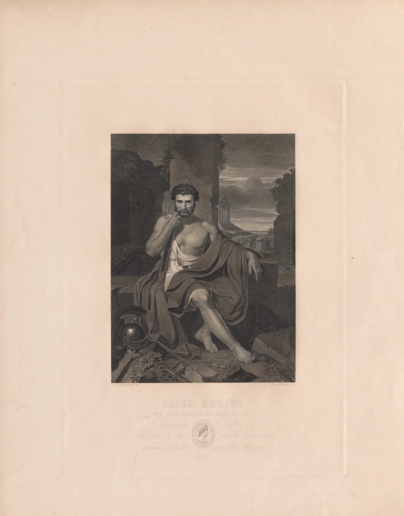 Caius Marius on the Ruins of Carthage, by Stephen Alonso Schoff, 1842
