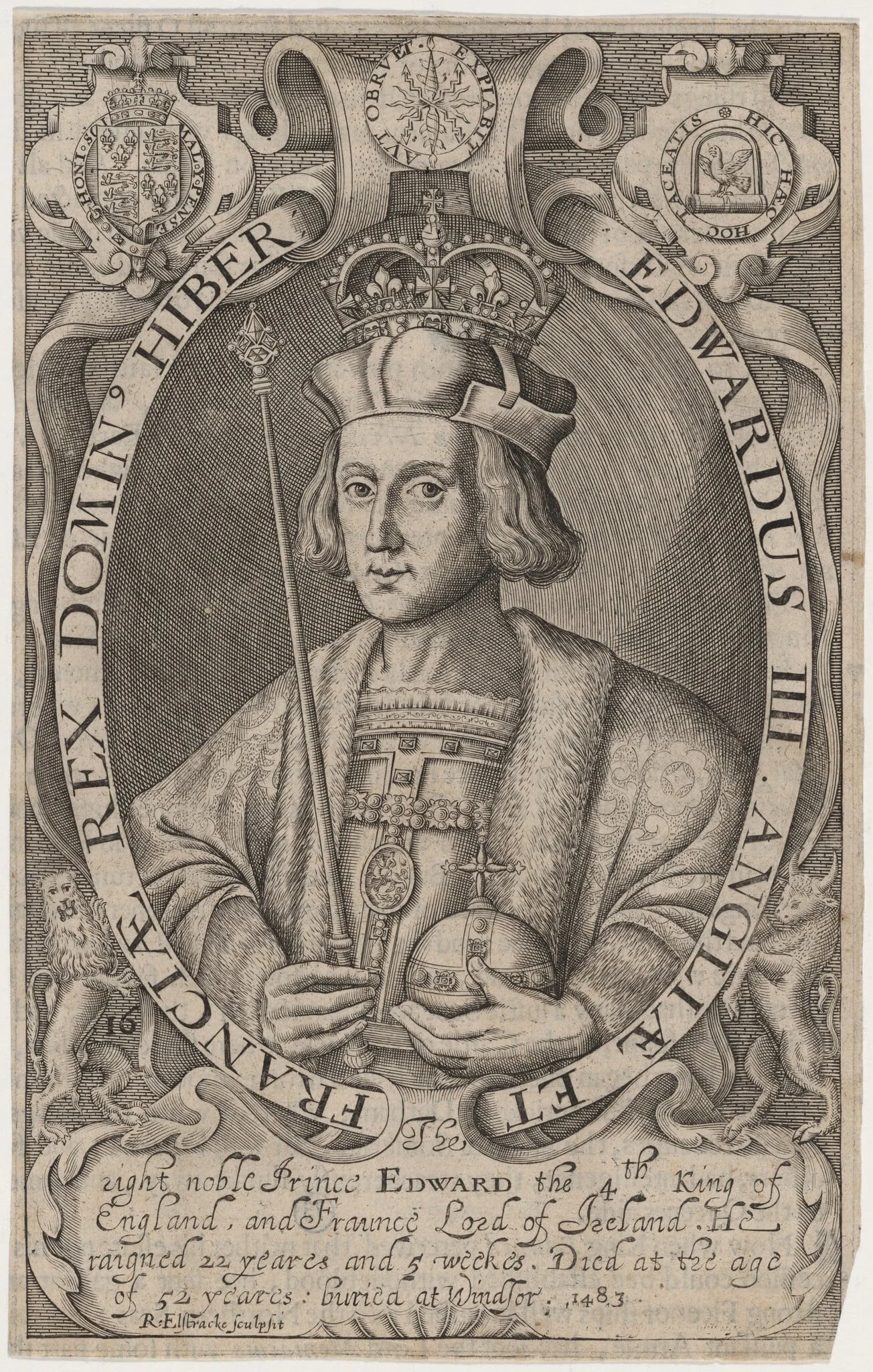 King Edward IV, by Renold Elstrack, ink, 1598