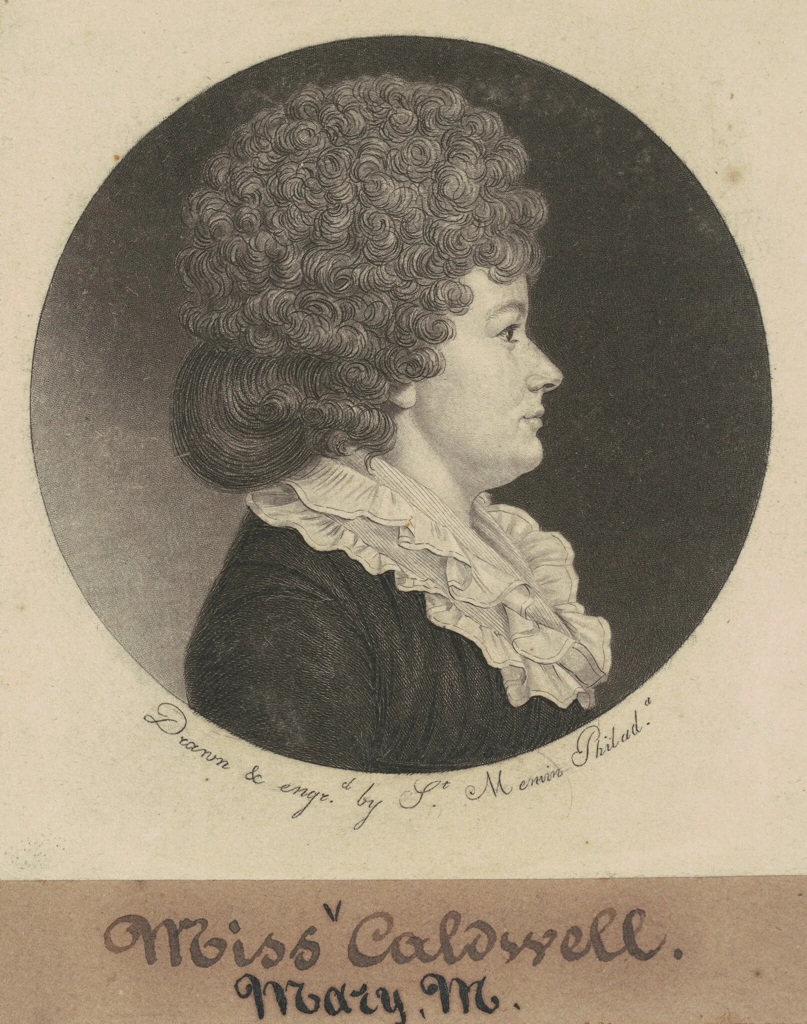 Mary M. Caldwell, by Charles Balthazar Julien Févret de Saint-Mémin, ink, 1798