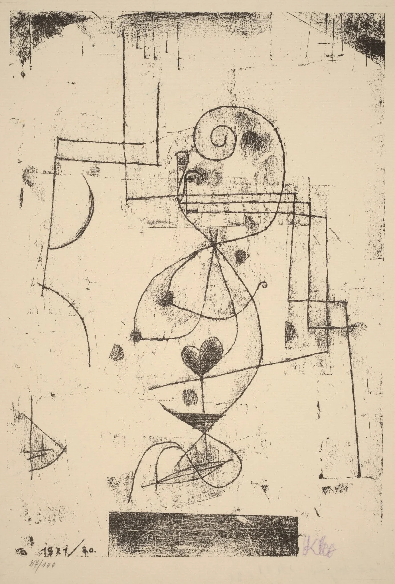 Queen of Hearts (Herzdame), by Paul Klee, ink, 1921