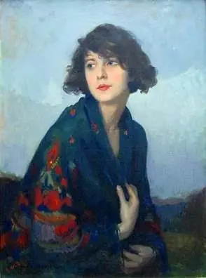 Woman with green shawl