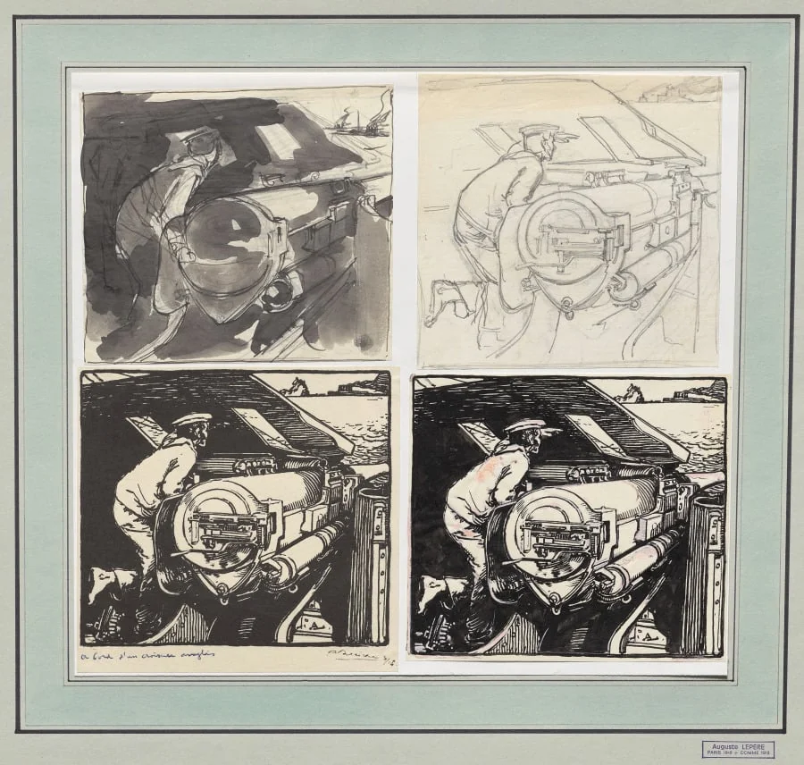 À bord d'un cruiseur anglais, by Auguste Lepère, 1914