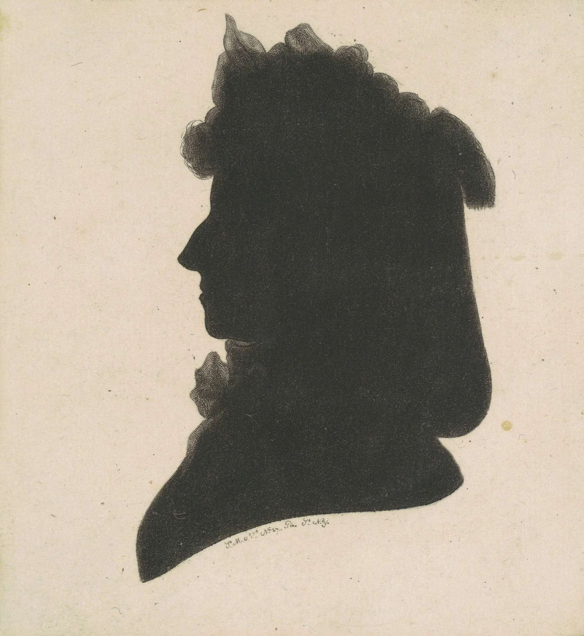 Unidentified Female Silhouette, by Charles Balthazar Julien Févret de Saint-Mémin, ink, 1797
