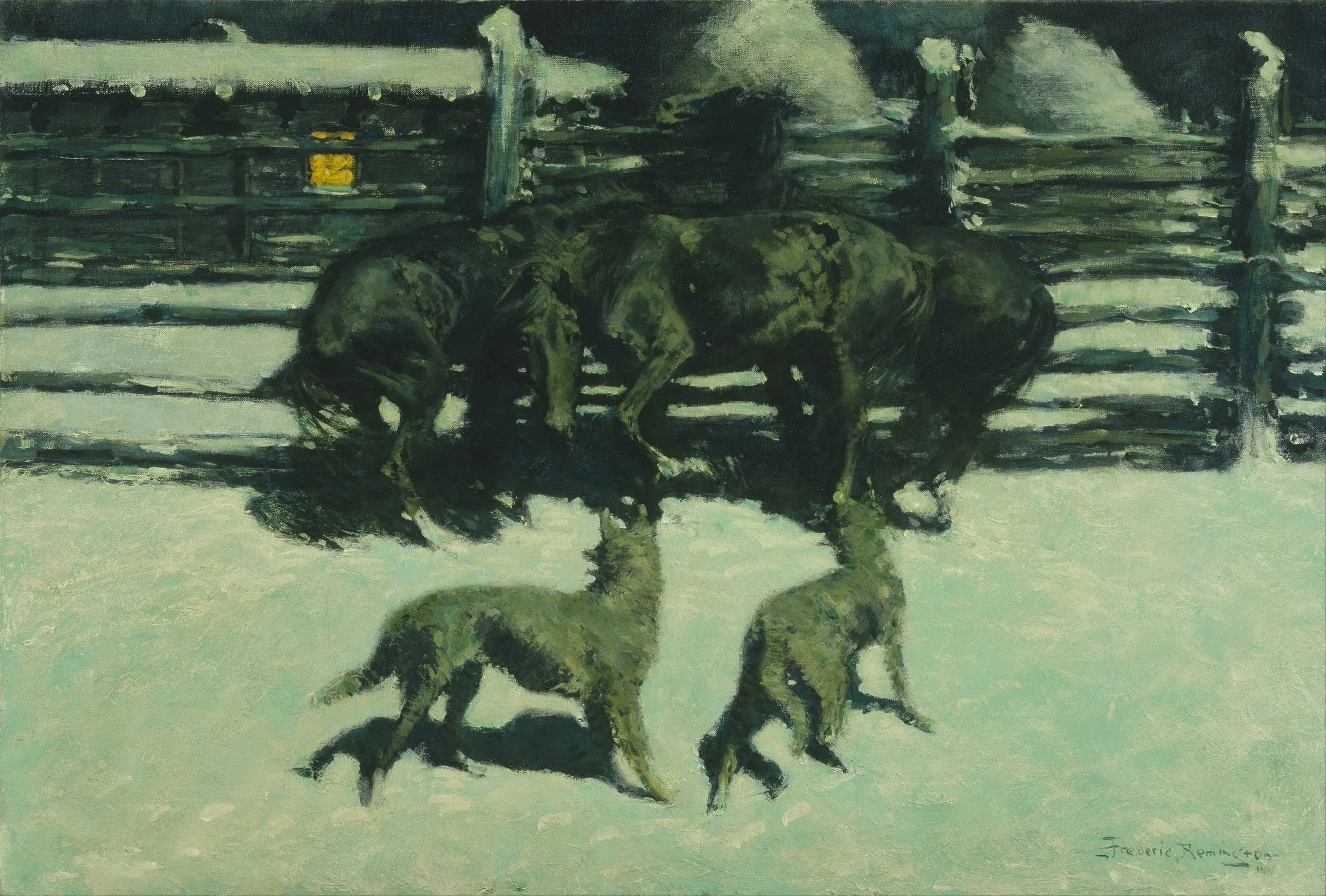 The Call for Help, by Frederic Remington, oil, 1908
