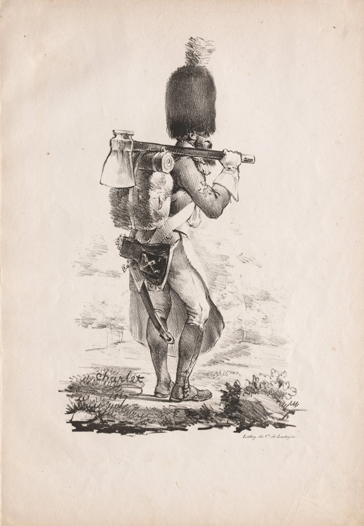 Military Costumes: Infantry Sapper, by Nicolas Toussaint Charlet, 1818