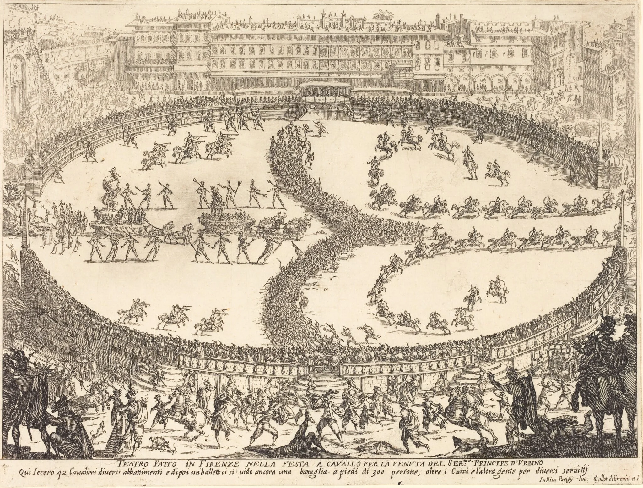 View of the Festival, by Jacques Callot, ink, 1616