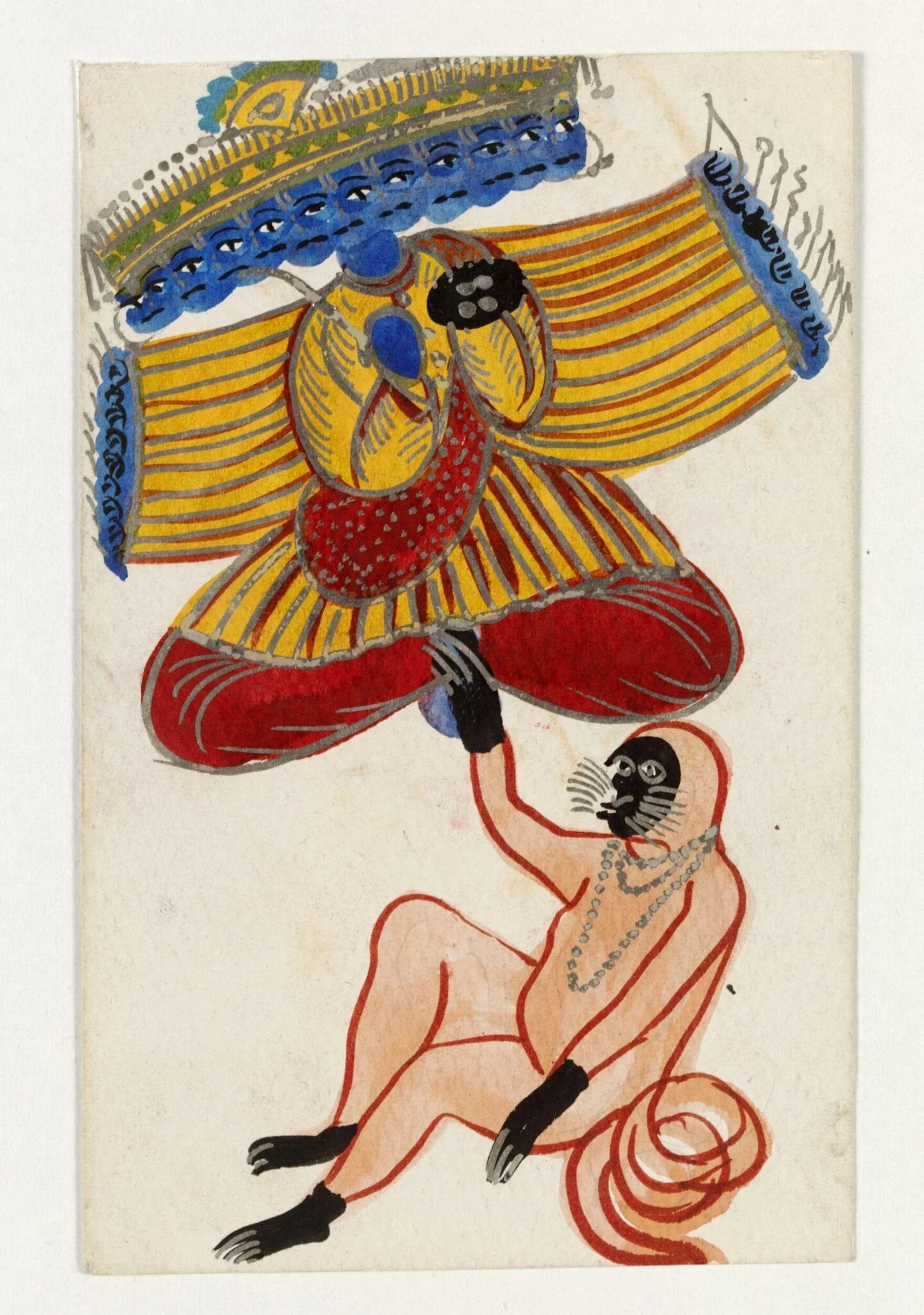 Hanuman and Ravana, by Unknown, paint, 1890