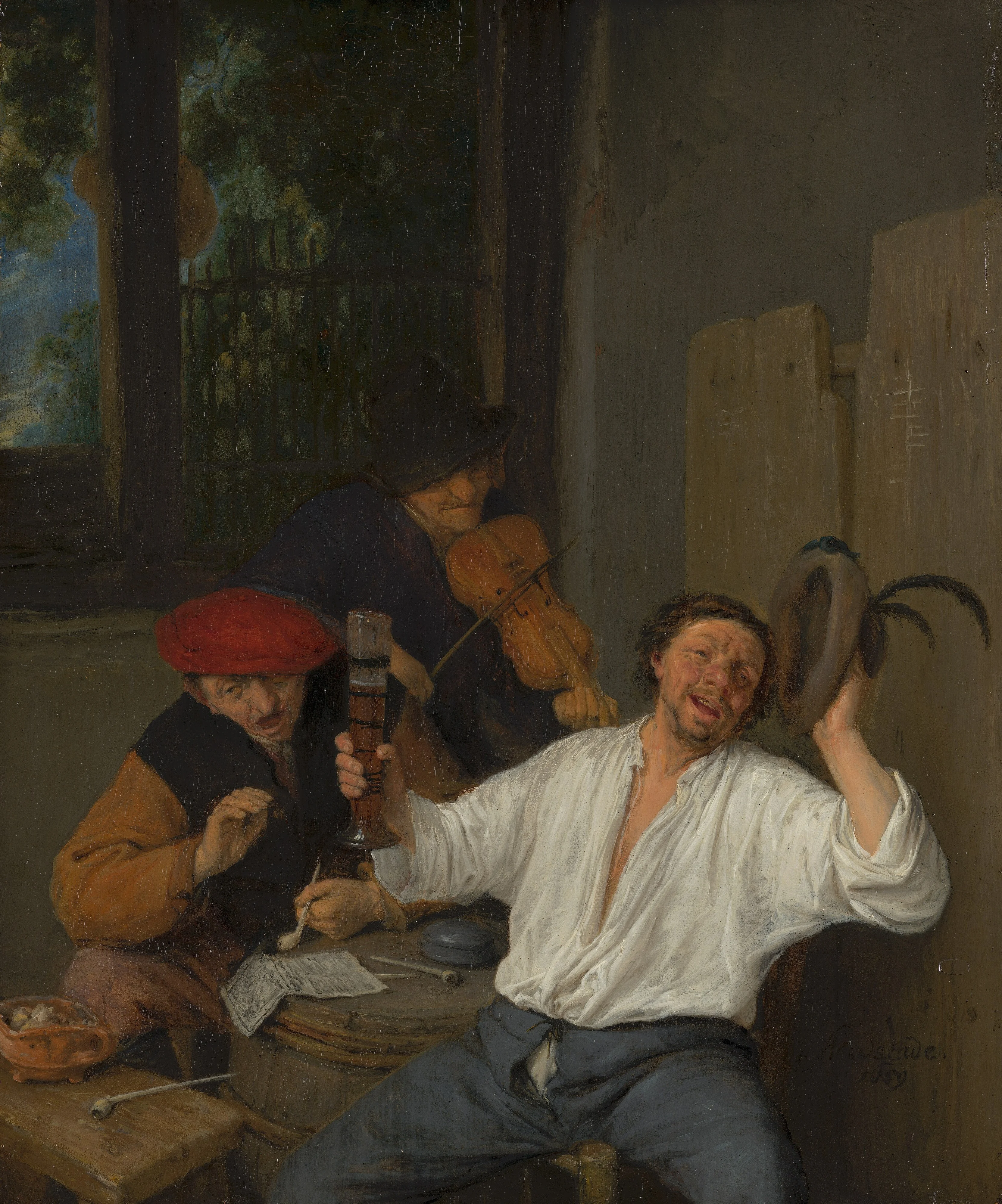 The Merry Drinkers, by Adriaen van Ostade, oil, 1659