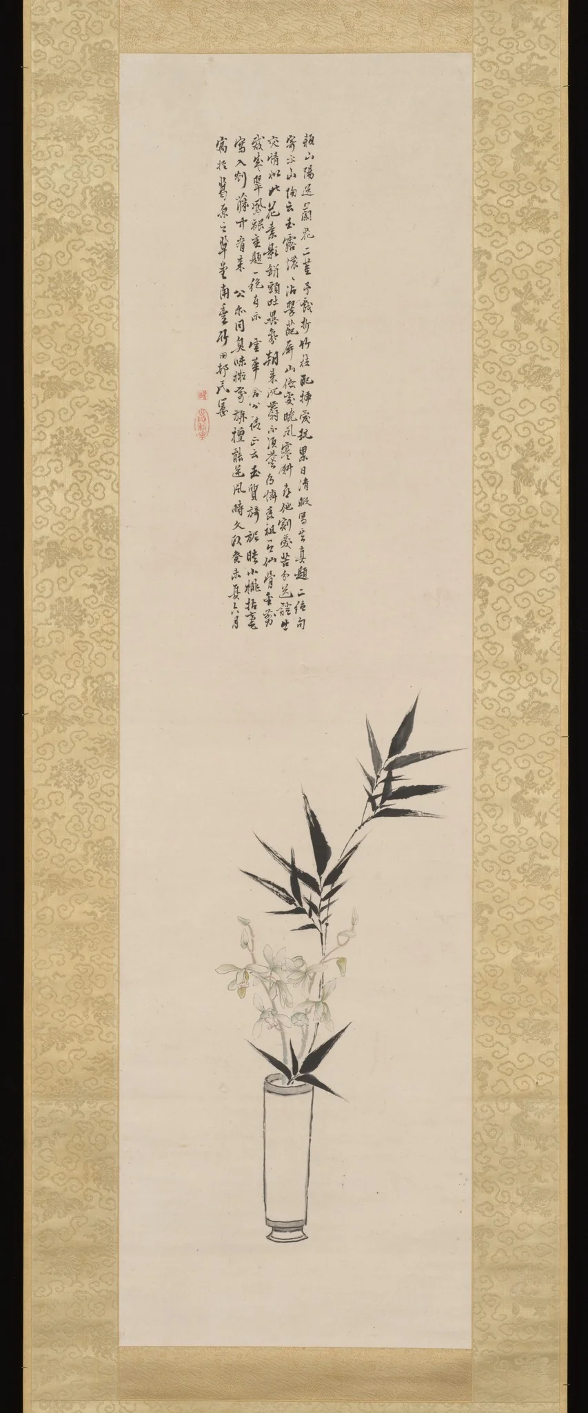 Orchid and Bamboo in a Vase  蘭竹同瓶図 (Ranchiku dōbin zu), by Tanomura Chikuden, unspecified, 1823