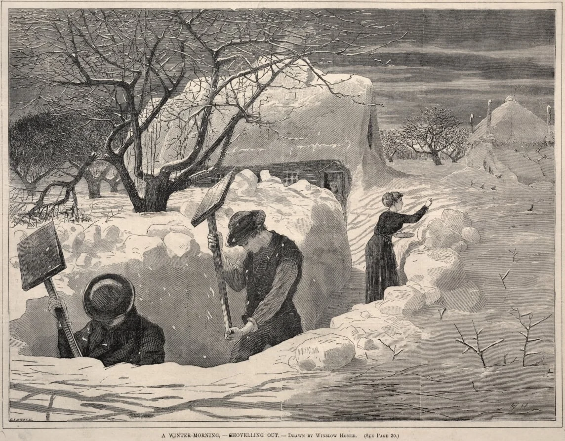 A Winter Morning, - Shovelling Out, by Winslow Homer, 1871