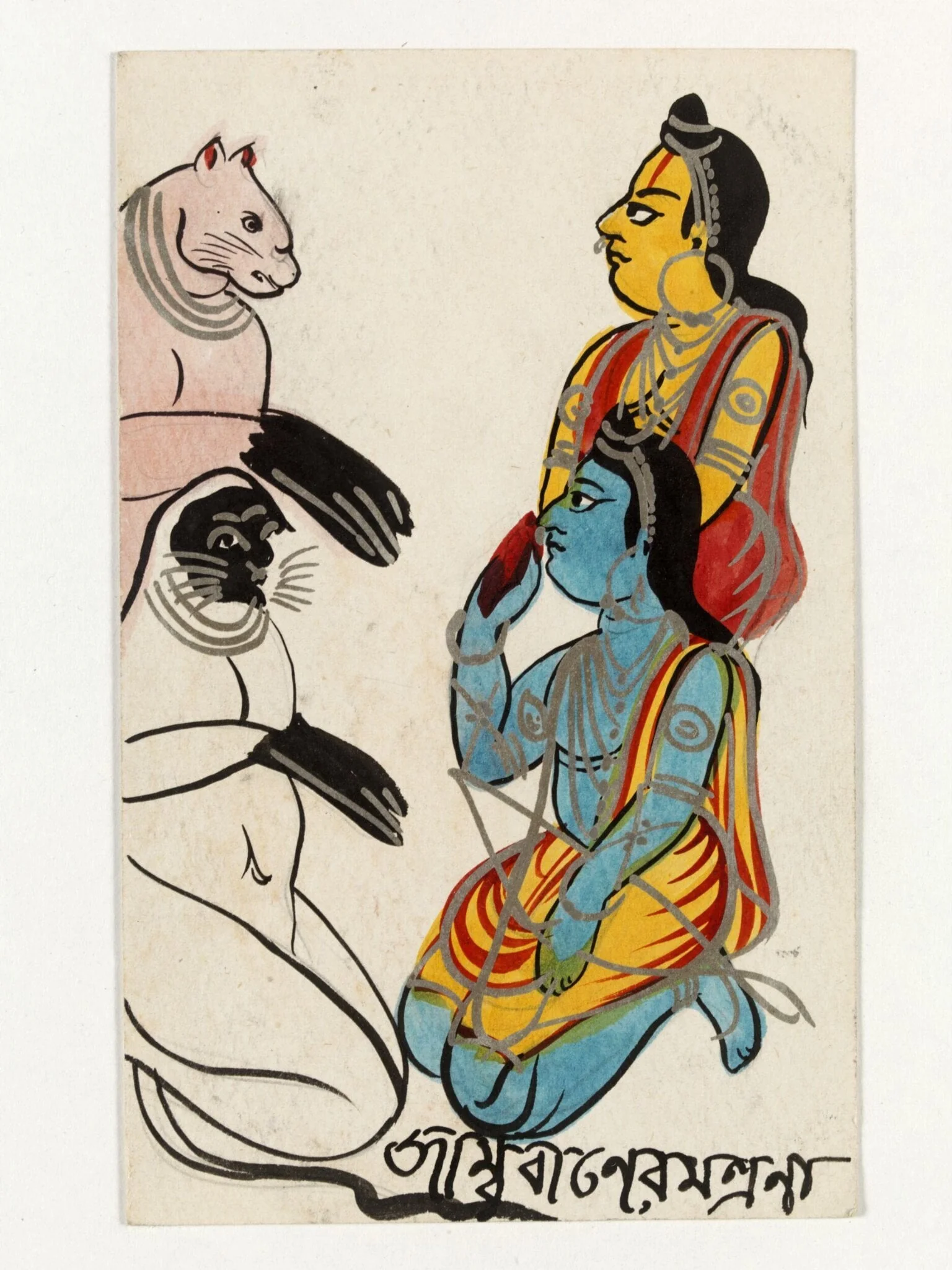 Jambuvan, Rama and Lakshmana, by Unknown, paint, 1890