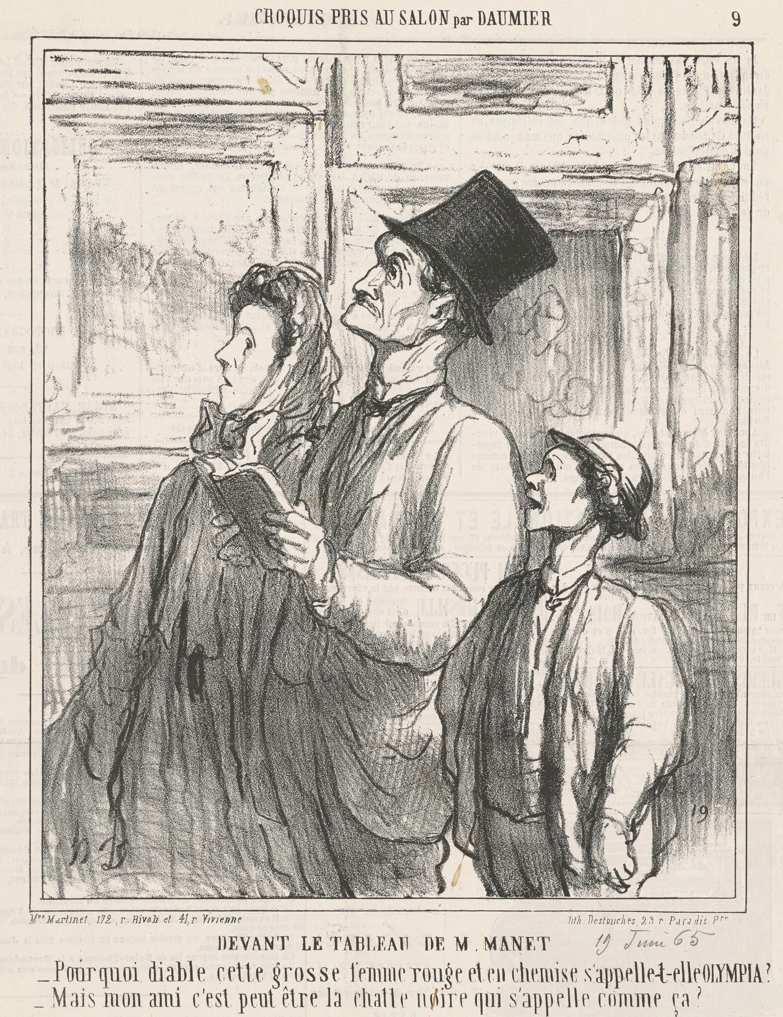Devant le tableau de M. Manet, by Honoré Daumier, ink, 1865