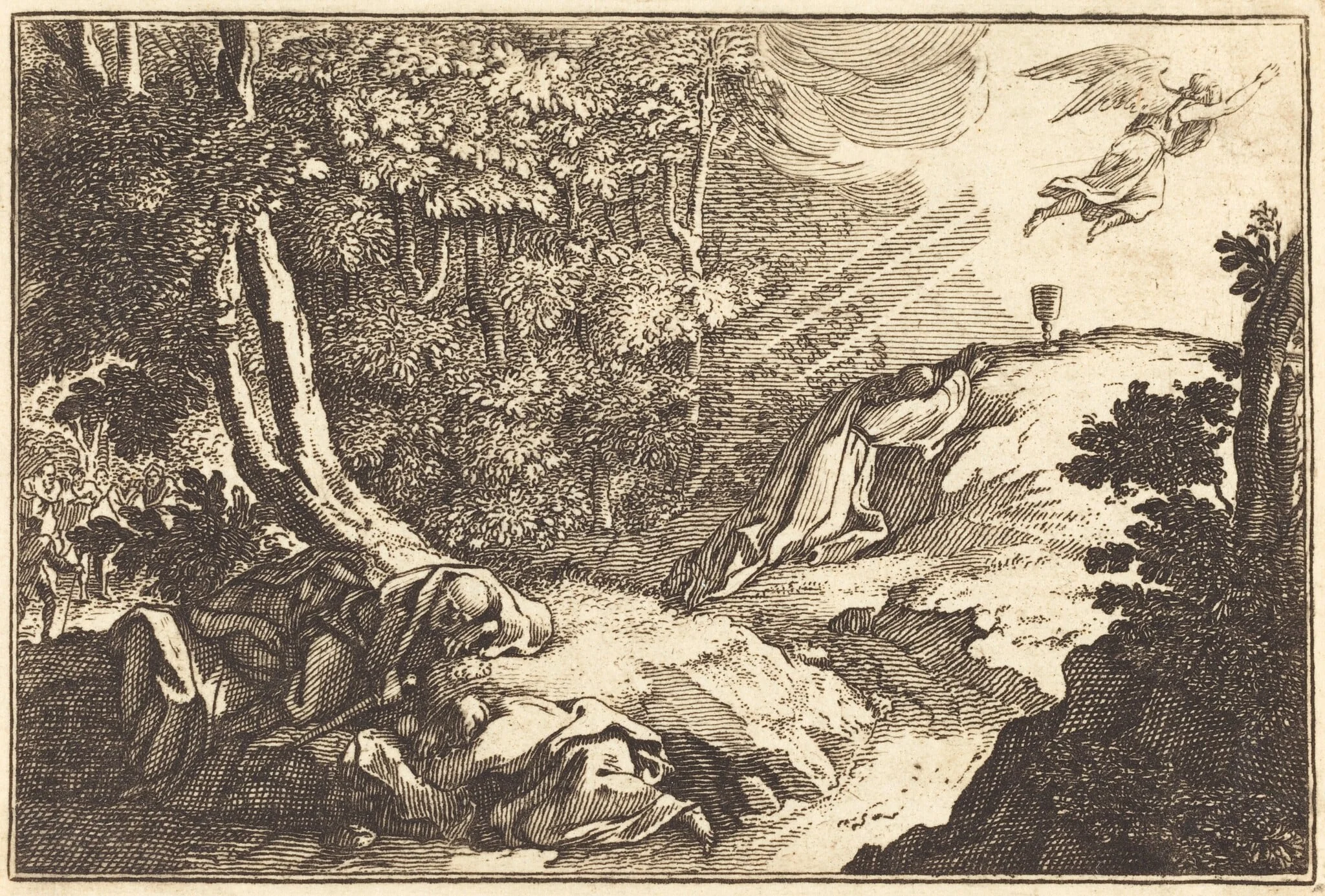 Agony in the Garden, by French 17th Century, ink, 1650