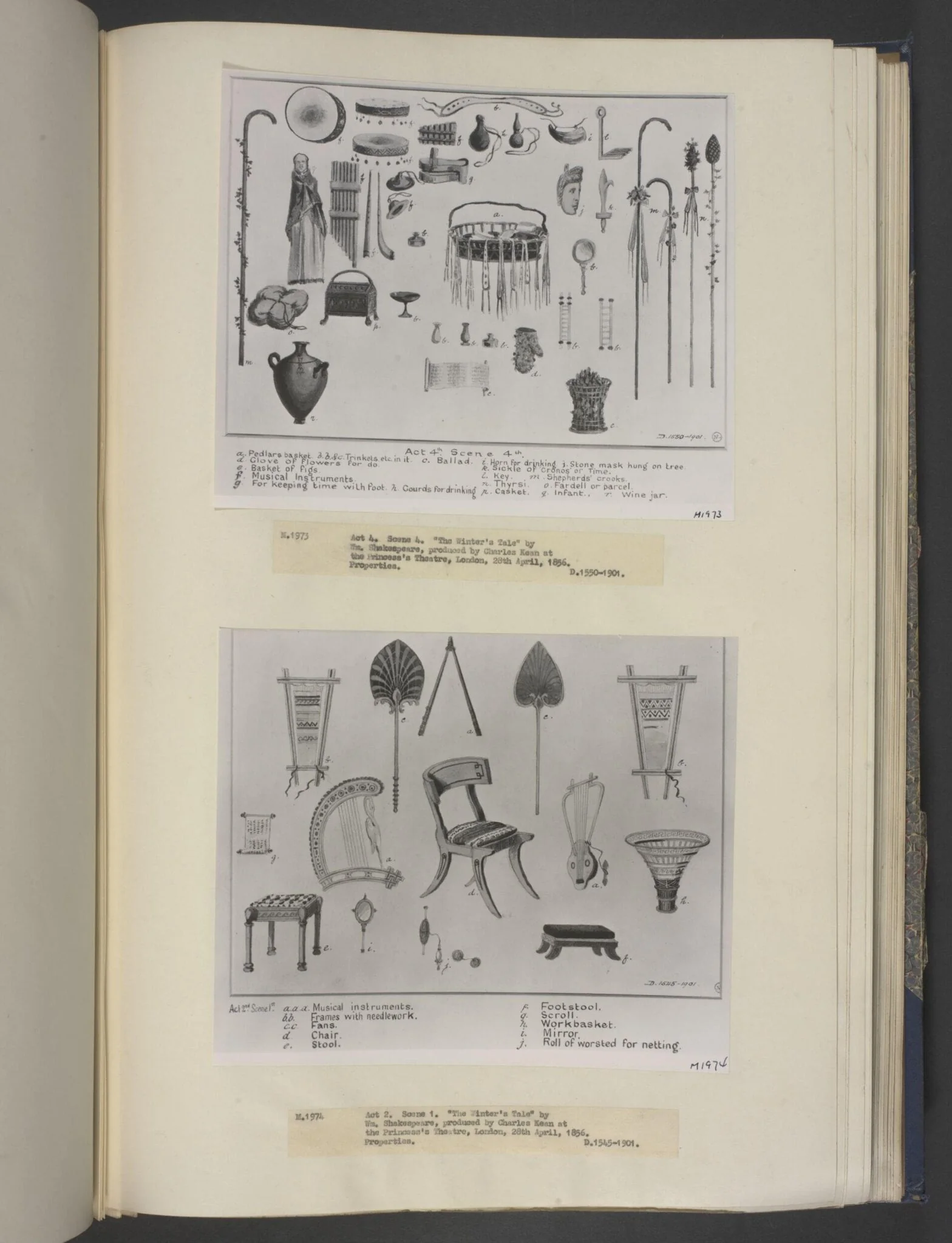 drawing of scenery and props in A Winter's Tale