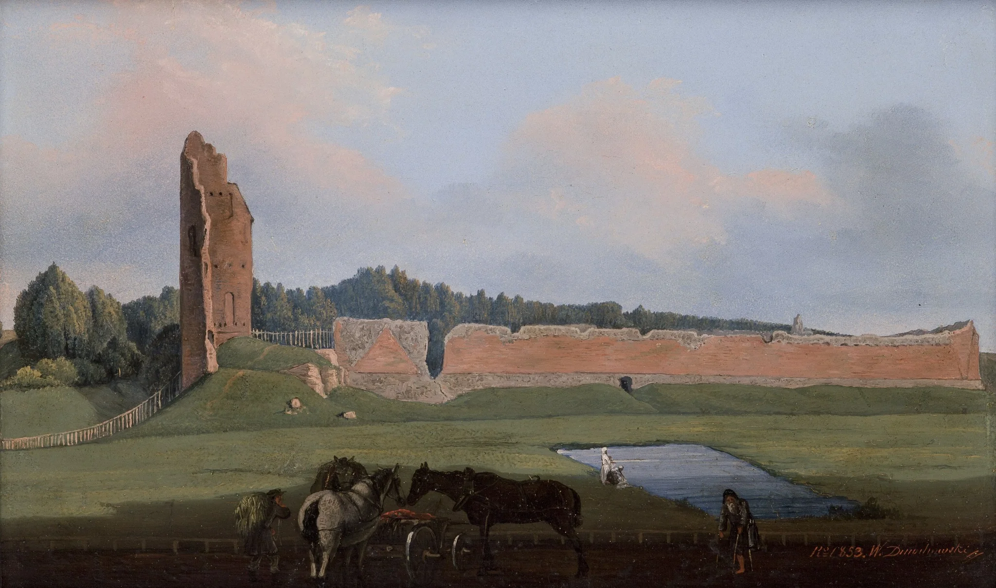 Ruins of the Miedniki Castle, by Wincenty Dmochowski, oil, 1853