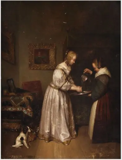 Interior with a Lady Washing her Hands