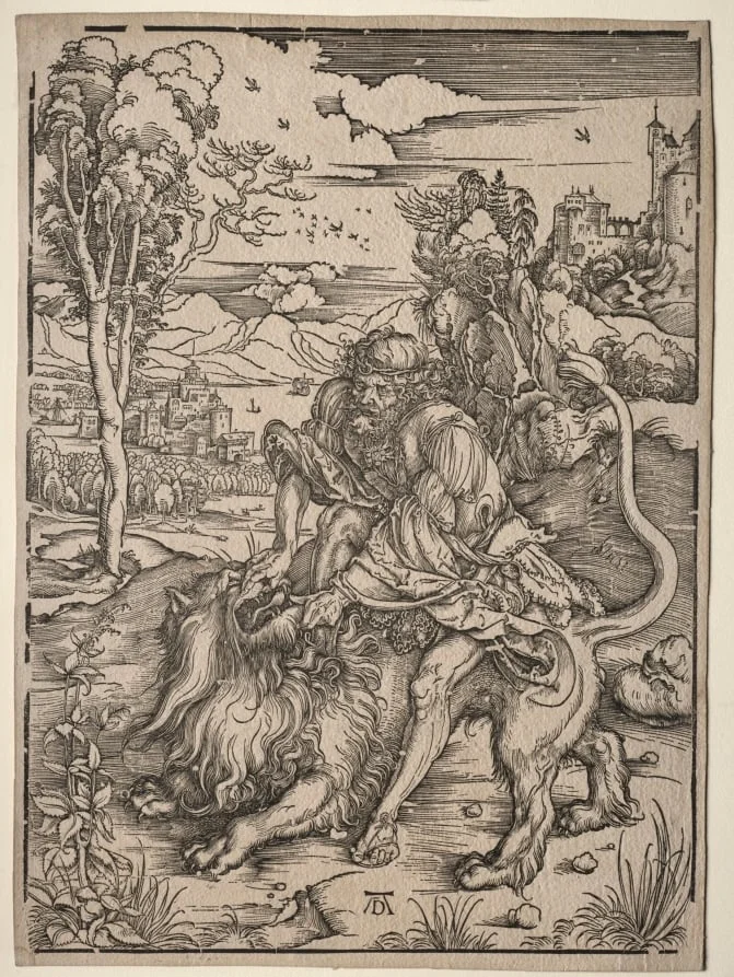 Samson Killing the Lion, by Albrecht Dürer, 1495