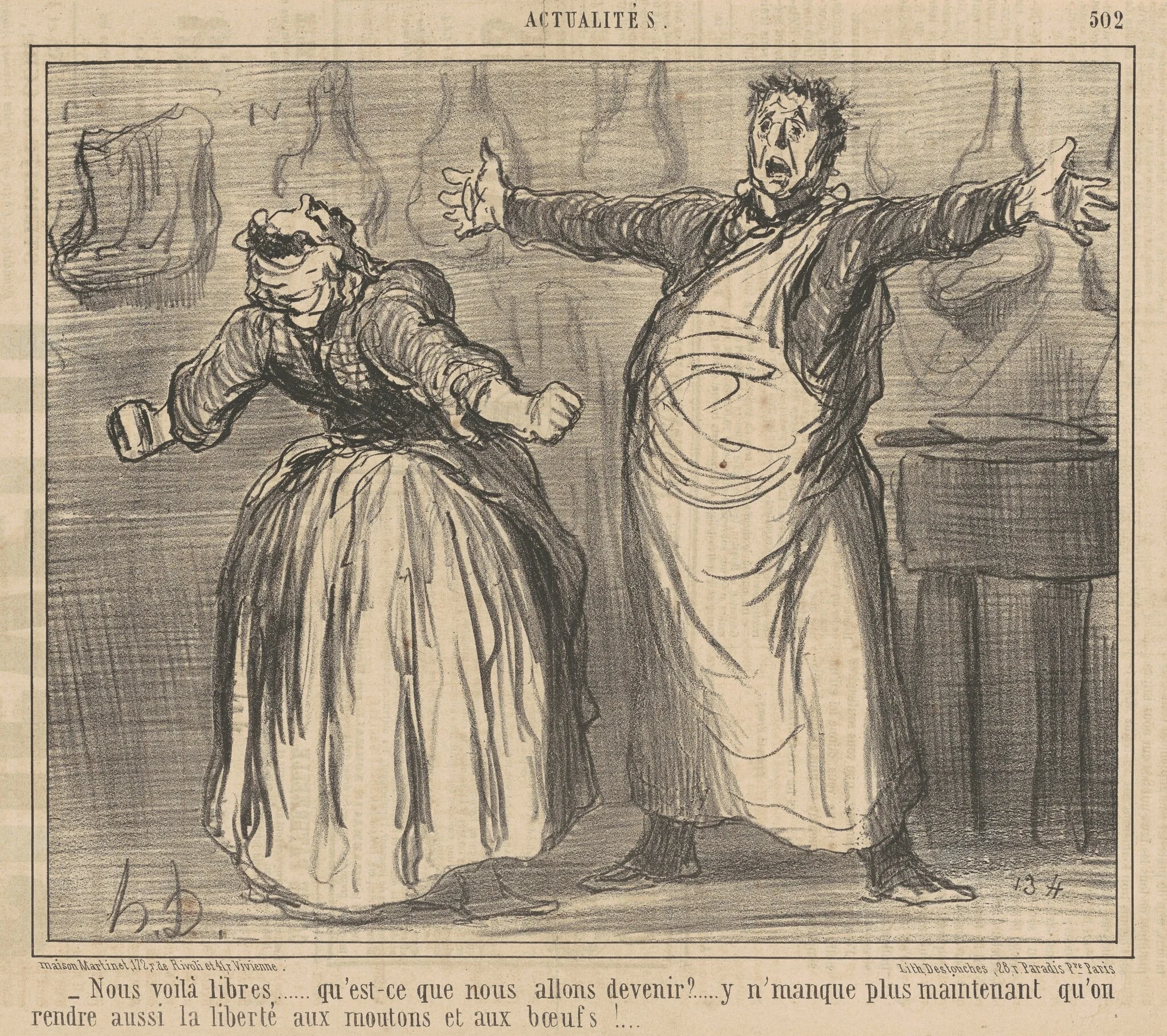 Nous voila libres ..., by Honoré Daumier, ink, 1858