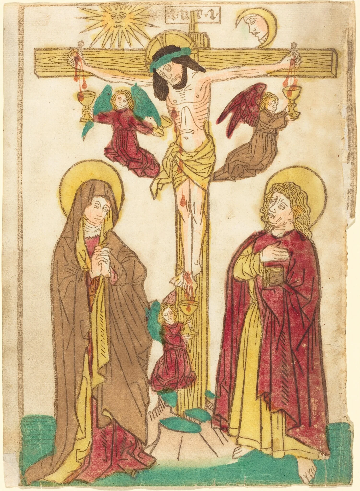 Christ on the Cross with Angels, by German 15th Century, ink, 1462