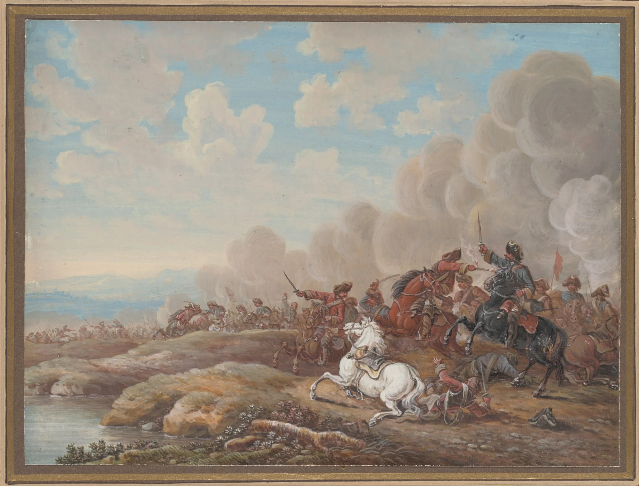 Cavalry Battle by a River, by Louis-Nicolas van Blarenberghe, gouache, 1772