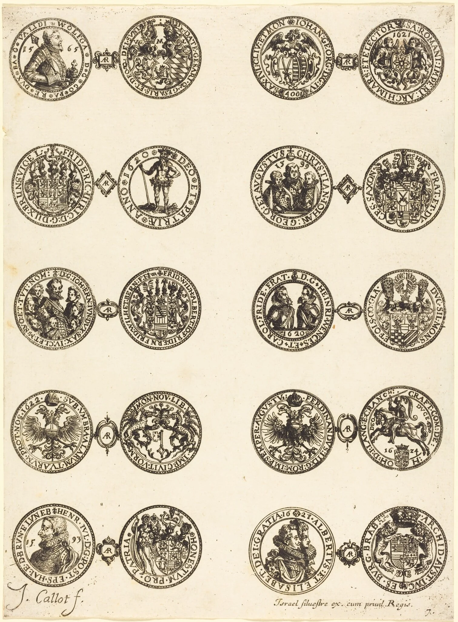 Coins [plate 7], by Jacques Callot, ink, 1630