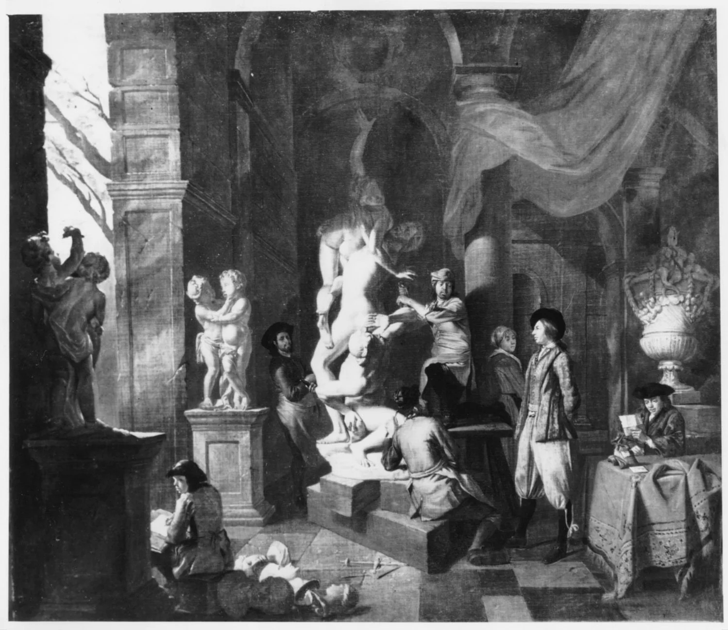 Studio of a Sculptor, by Hendrick Govaerts, oil, 1700