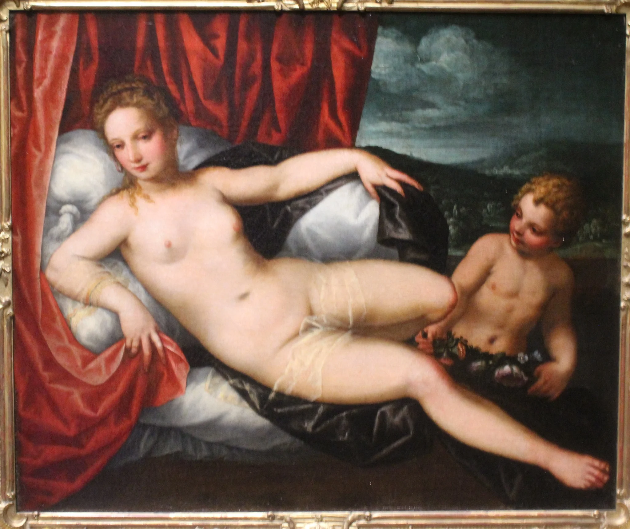 Resting Venus with Cupid, by Hans Rottenhammer, oil, 1620