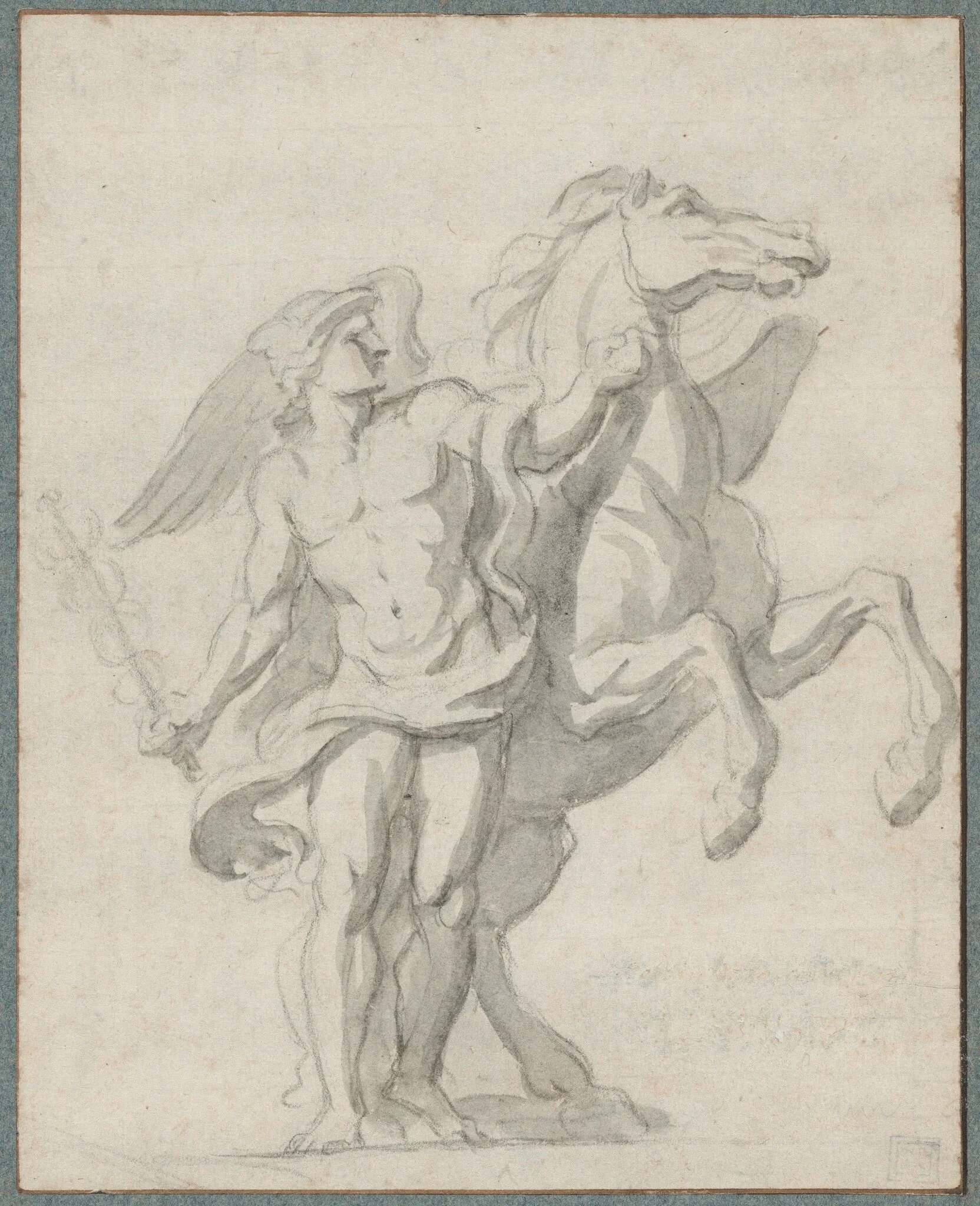 Mercury and Pegasus, by Charles Le Brun, chalk, 1670