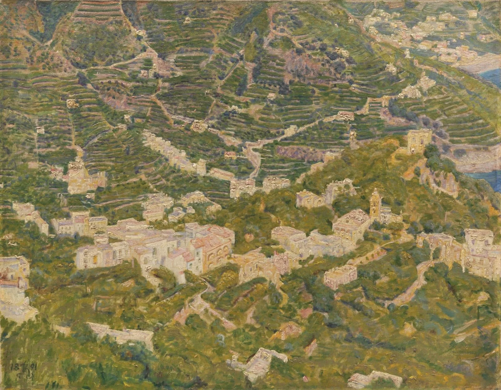 Bird's Eye View from Ravello towards Torello, by Unknown, 1891