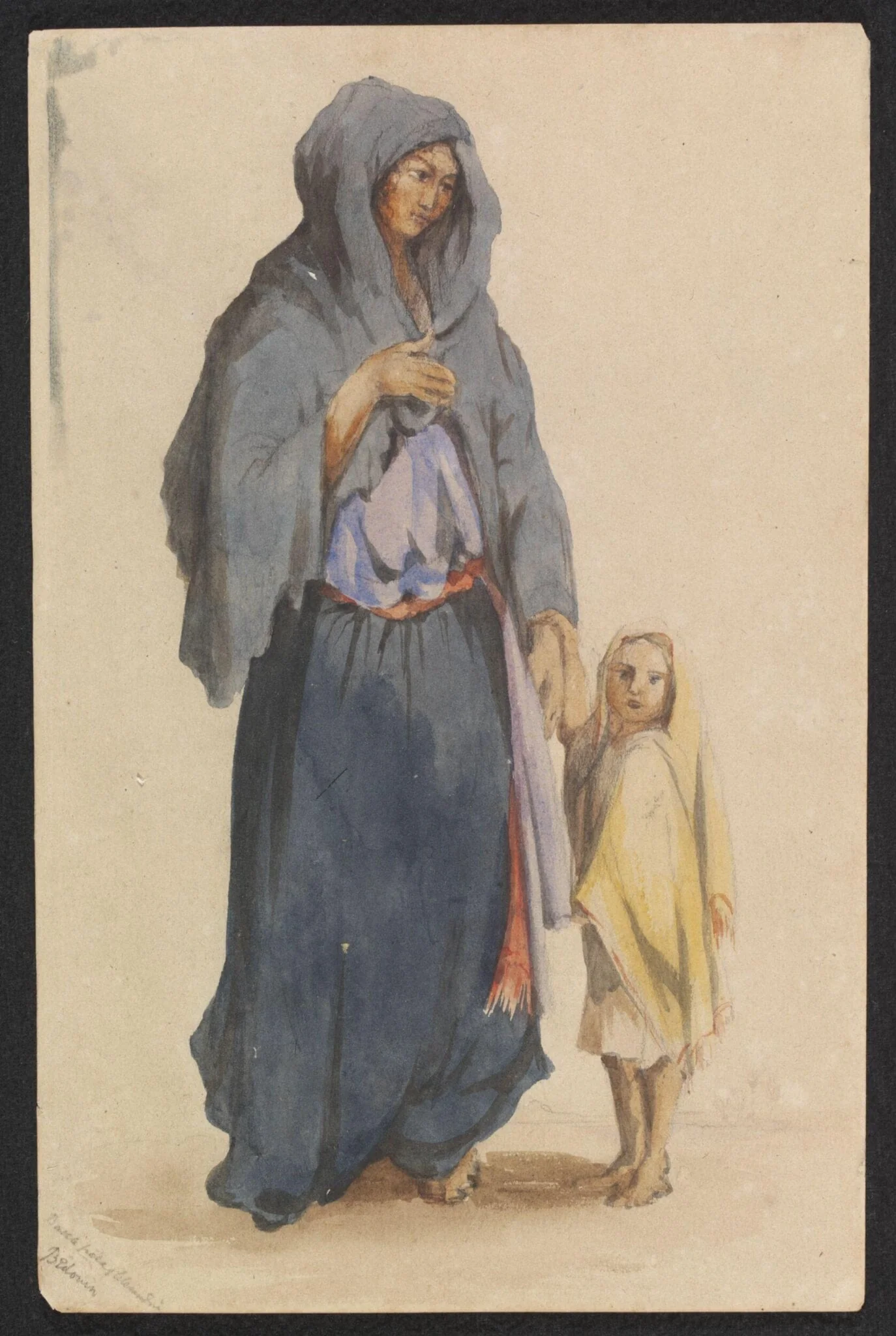 Ba[...] Alexandria  Bedouin, by Unknown, watercolor, 1850