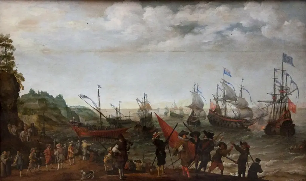 Sea Battle between Dutch and British ships in 1623