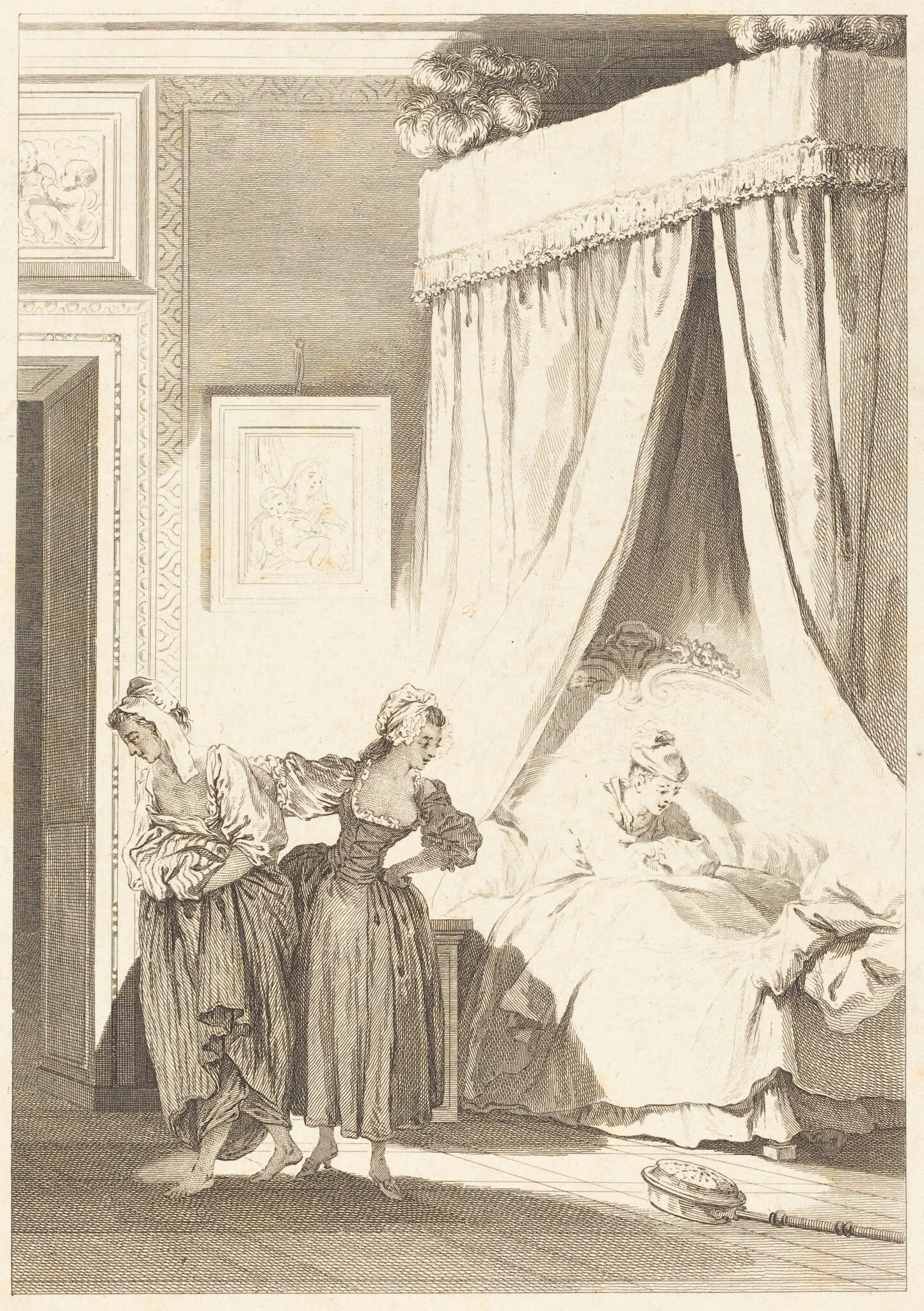 La gageure des trois commeres: La servante, by Antoine-Jean Duclos, ink, 1786