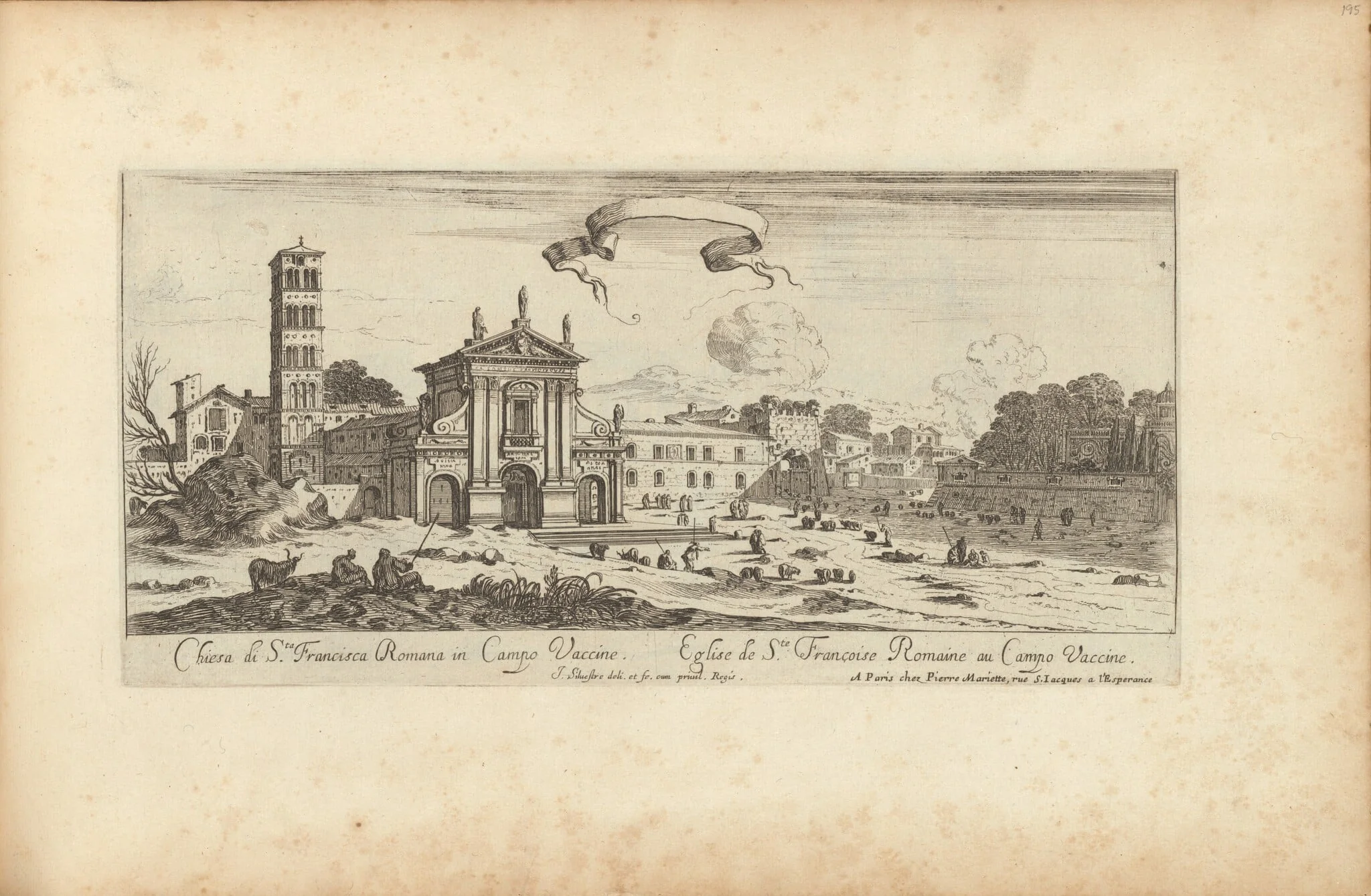 Chiesa di Sta Francisca Romana in Campo Vaccine, by Israël Silvestre, ink, 1650