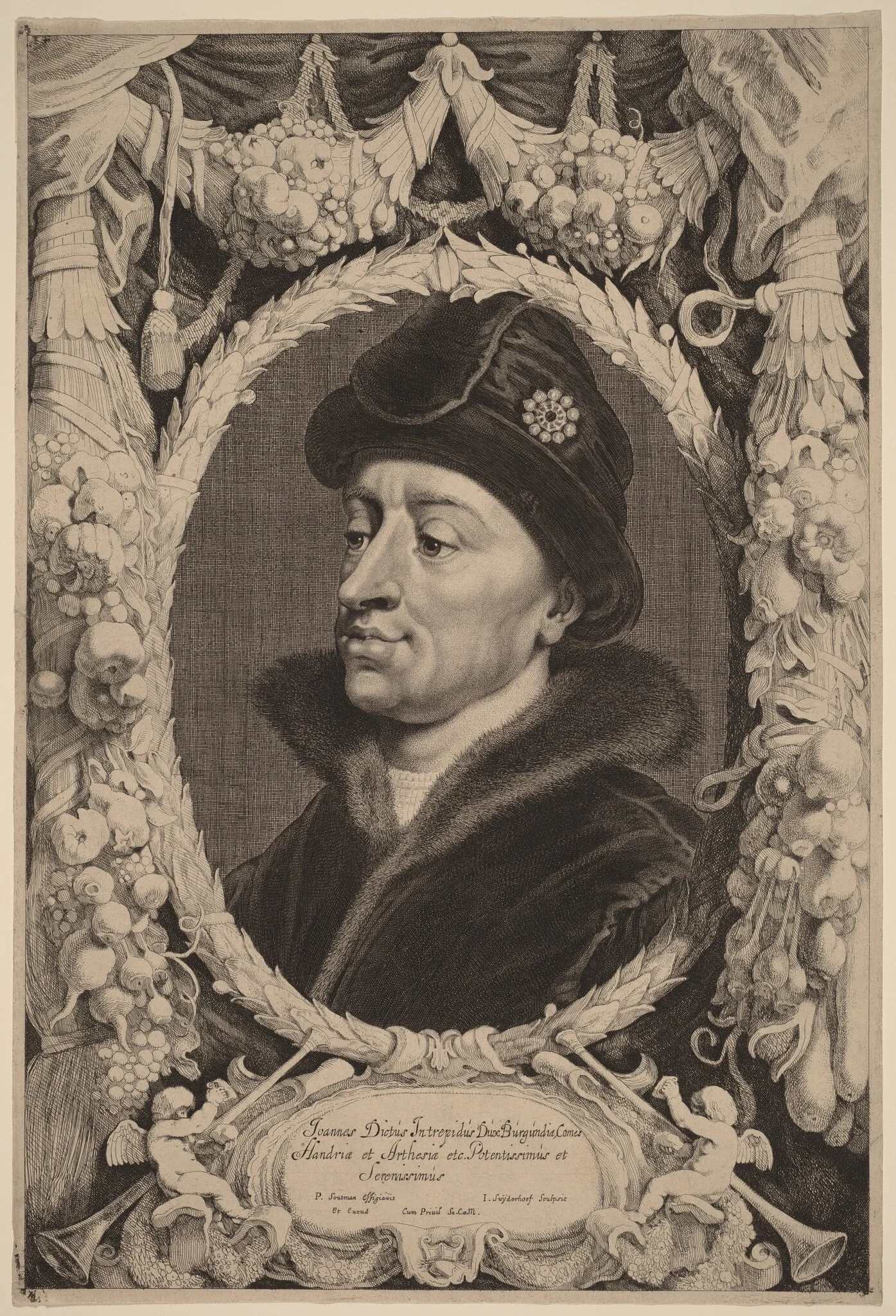 John the Fearless, Duke of Burgundy, by Jonas Suyderhoff, ink, 1650
