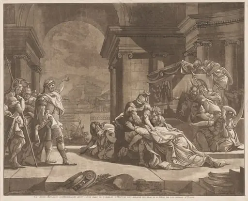 Le Jeune Astianax qu’Andromaque avoit caché dans le tombeau d’Hector est arraché des bras de sa Mere par les ordres d'Ulisse (Young Astianax, who Andromache Hid in Hector's Tomb, is Seized from his Mother's Arms by Ulysses' Orders)