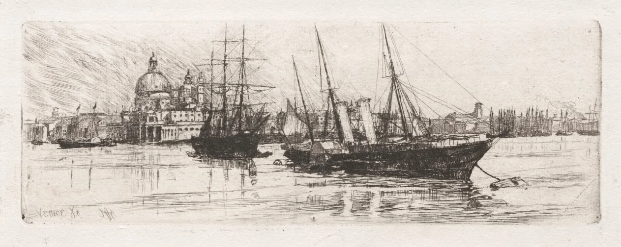 Two Boats, Venice, by Otto Henry Bacher, 1880