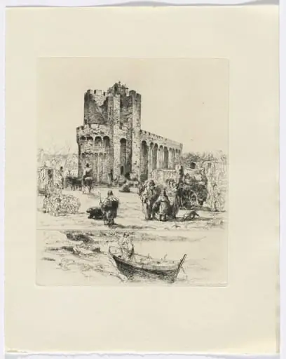 Frédéric Mistral: Mémoires et Recits by Frédéric Mistral: Romanesque church and figures/ man in boat (insert after p. 168)