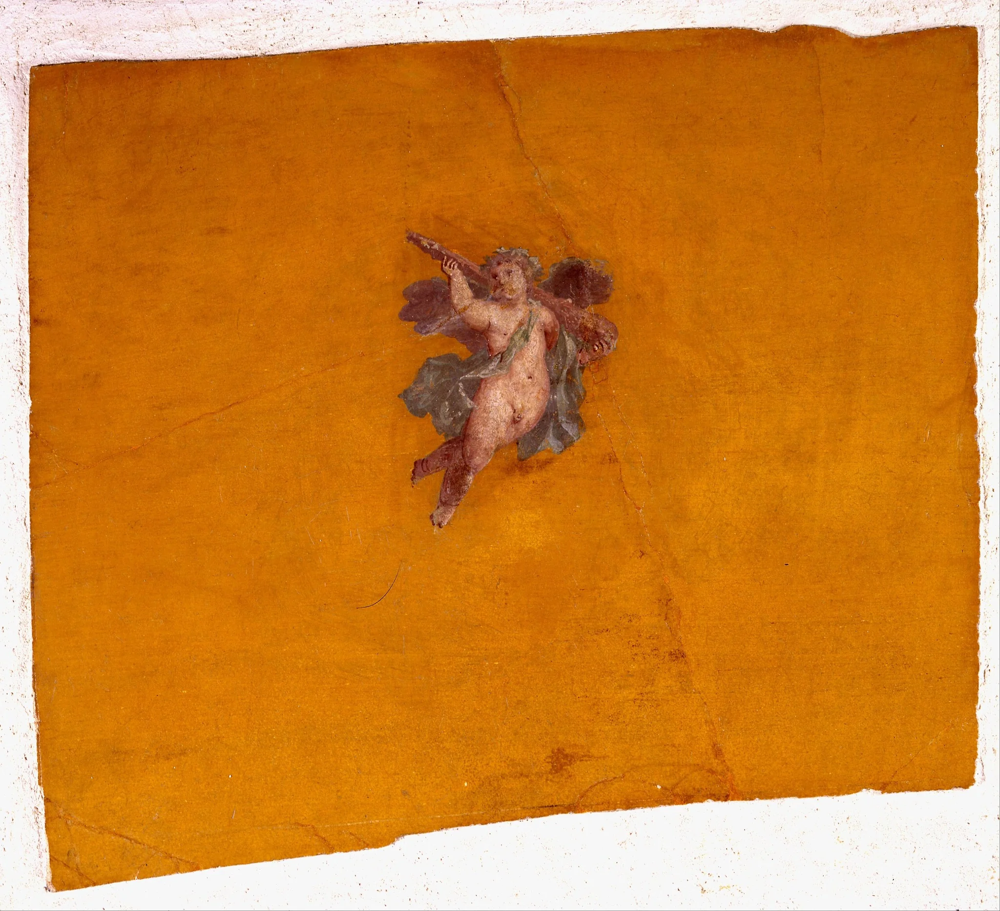 Fragment of wall painting with a flying Eros, by Unknown, unspecified