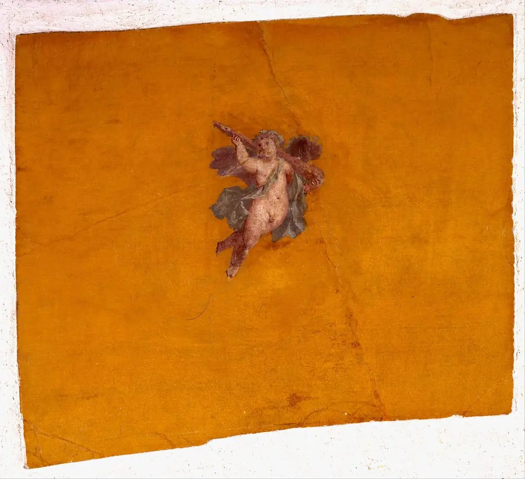 Fragment of wall painting with a flying Eros
