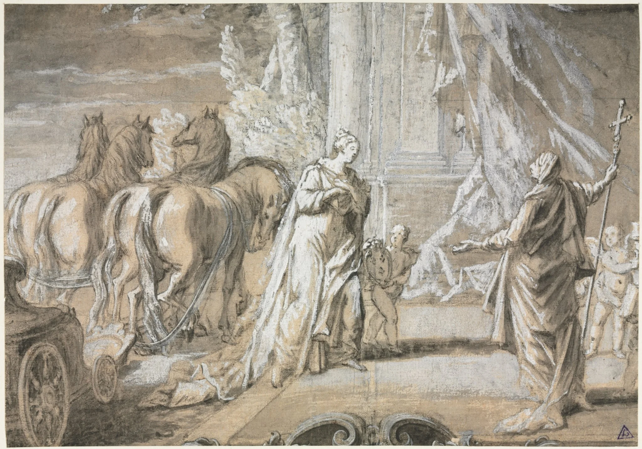 Madame de Maintenon Returning to the Catholic Church [2], by Charles Dominique Joseph Eisen, 1704
