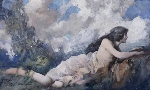 Reclining draped nude