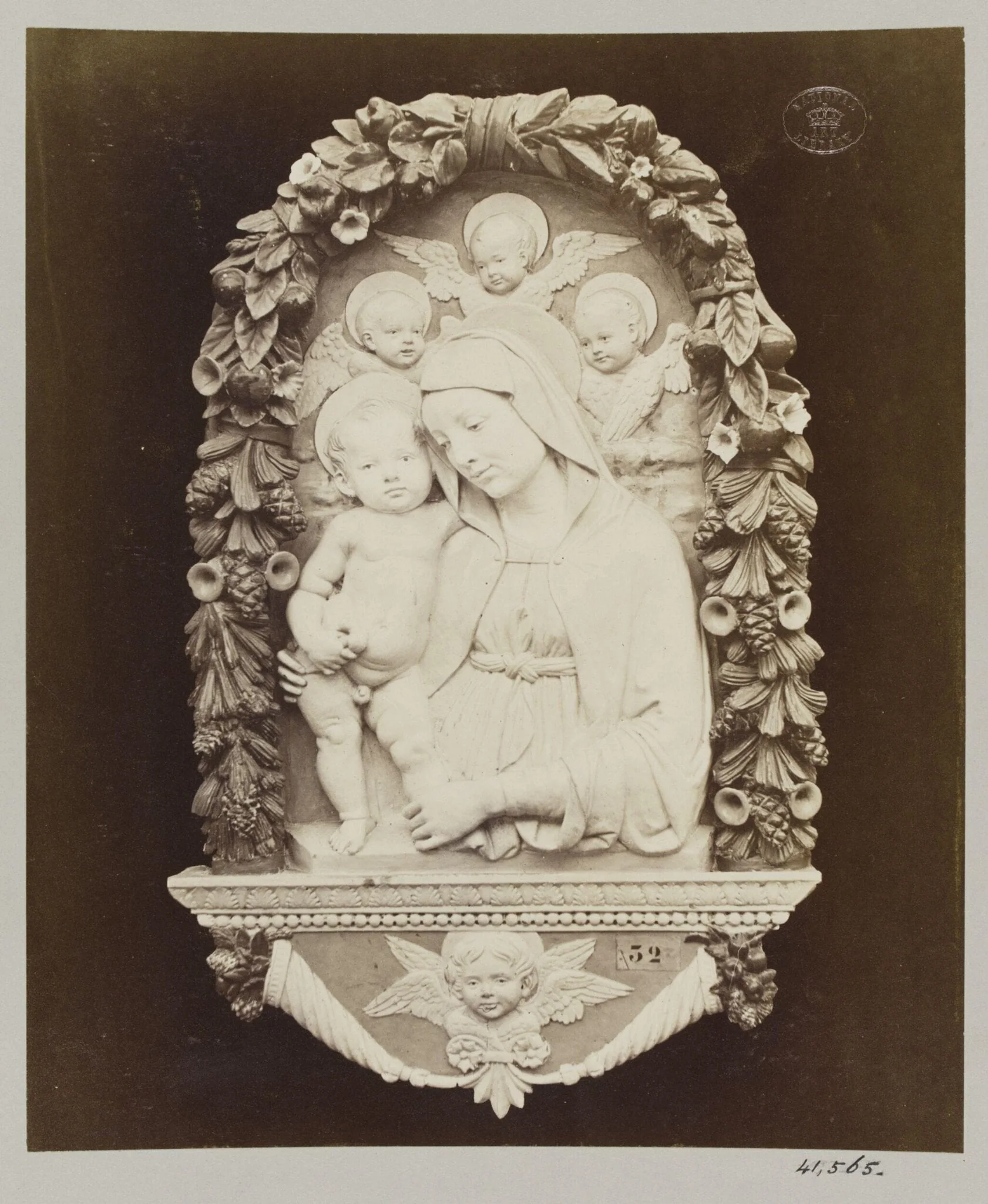 Bas-relief depicting the Virgin and Child on blue ground Luca della Robbia ware