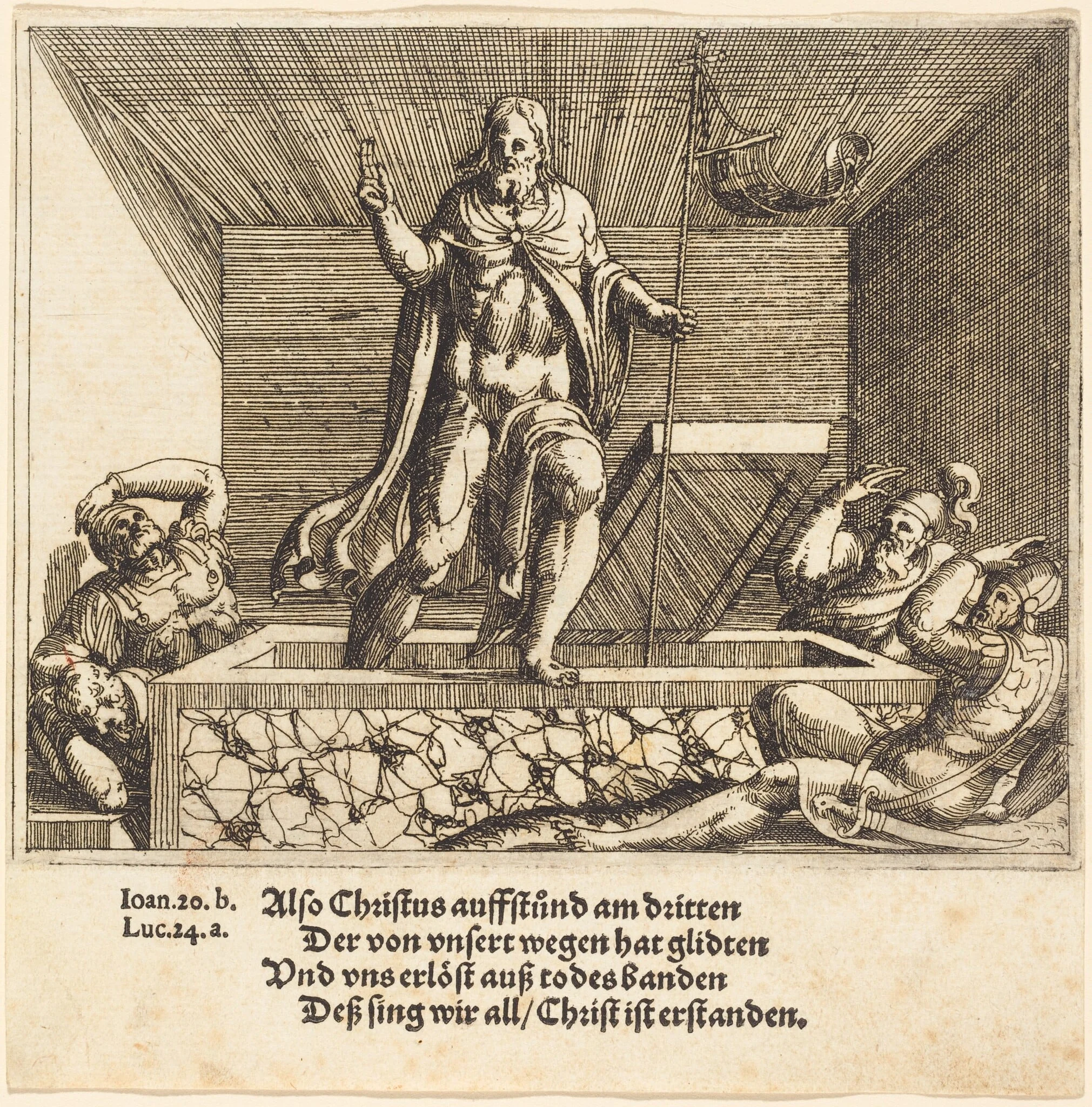 The Resurrection, by Augustin Hirschvogel, ink, 1528