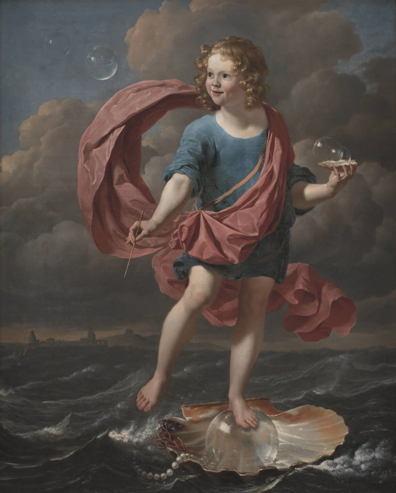Boy Blowing Soap Bubbles. Allegory on the Transitoriness and the Brevity of Life, by Unknown, 1663