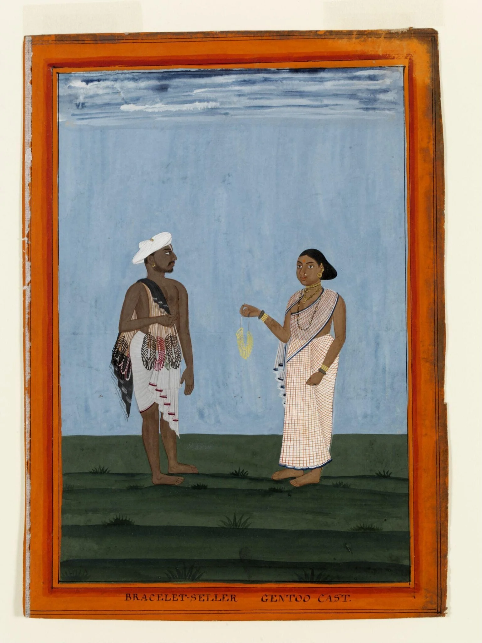 A bracelet-seller and his wife, by Unknown, paint, 1770
