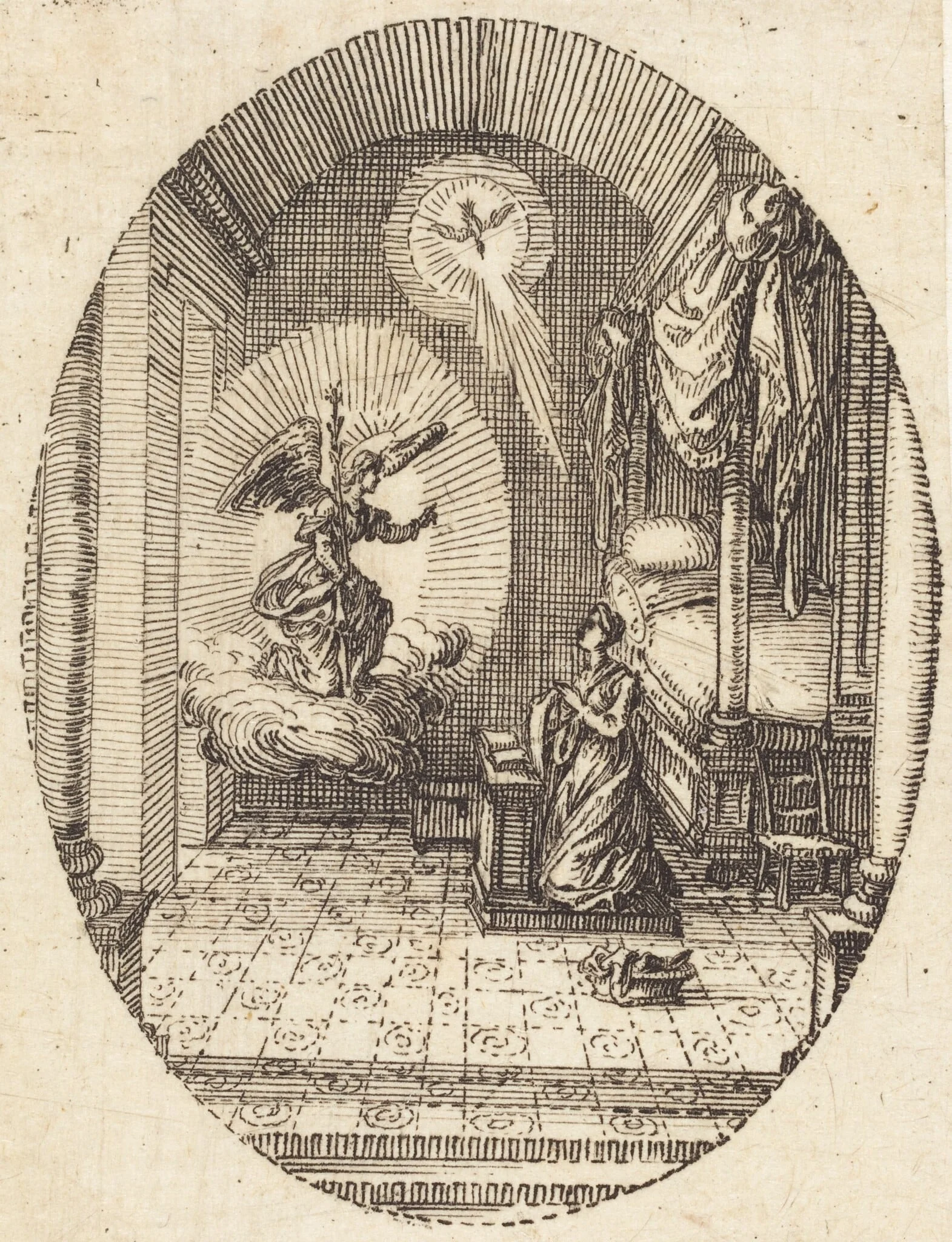The Annunciation, by Jacques Callot, ink, 1631
